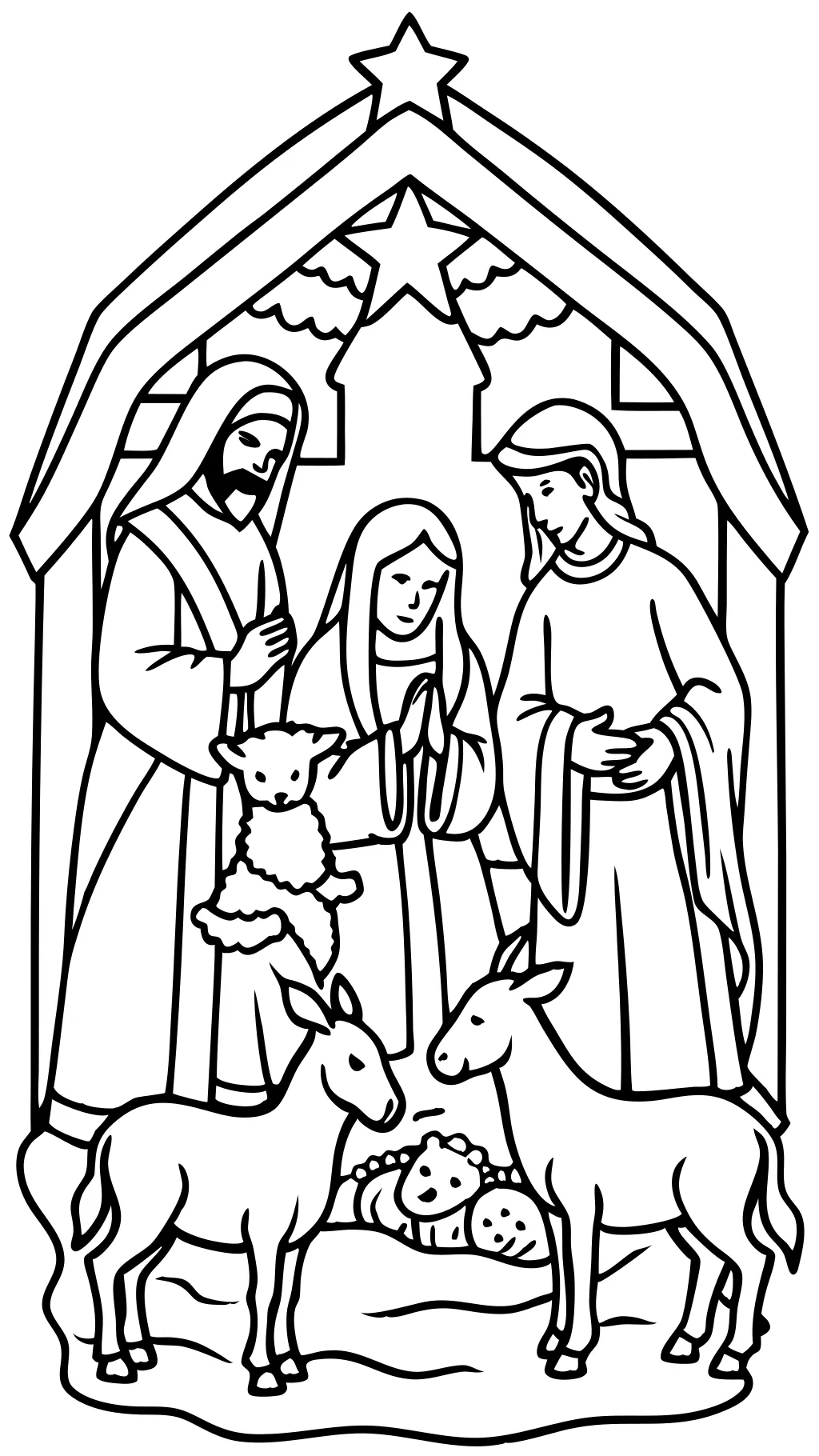 manger scene coloring page